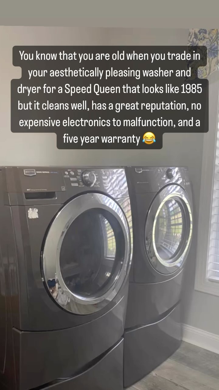 After having three sets of front loaders over the past 20 years that had issues with mold, smells, and dingy clothes, we finally took a trip back to 1985 to find a reliable model that really works. #speedqueen #laundry #momlife #sahm #wahm #clean